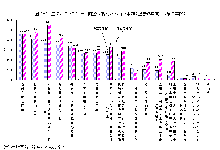 図2-2 主にバランスシート調整の観点から行う事項(過去5年間、今後5年間)